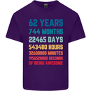 62nd Birthday 62 Year Old Mens Cotton T-Shirt Tee Top Purple