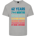62nd Birthday 62 Year Old Mens Cotton T-Shirt Tee Top Sports Grey