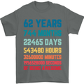 62nd Birthday 62 Year Old Mens T-Shirt 100% Cotton Charcoal