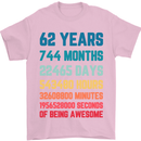 62nd Birthday 62 Year Old Mens T-Shirt 100% Cotton Light Pink