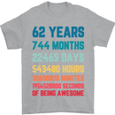 62nd Birthday 62 Year Old Mens T-Shirt 100% Cotton Sports Grey