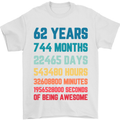 62nd Birthday 62 Year Old Mens T-Shirt 100% Cotton White