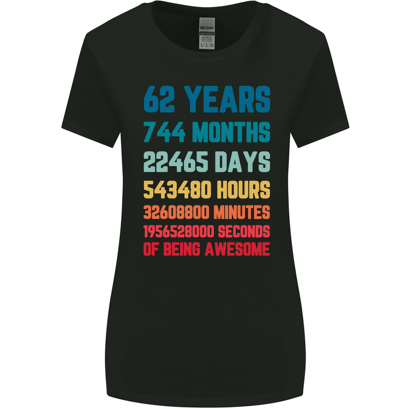 62nd Birthday 62 Year Old Womens Wider Cut T-Shirt Black