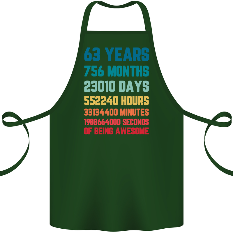 63rd Birthday 63 Year Old Cotton Apron 100% Organic Forest Green