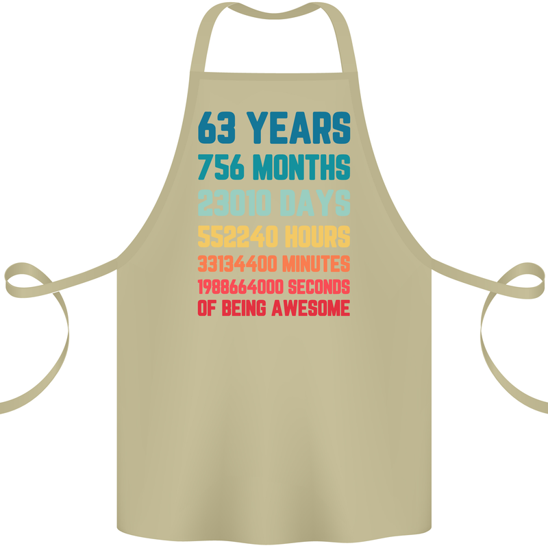 63rd Birthday 63 Year Old Cotton Apron 100% Organic Khaki