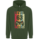 63rd Birthday 63 Year Old Level Up Gamming Mens 80% Cotton Hoodie Forest Green