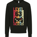63rd Birthday 63 Year Old Level Up Gamming Mens Sweatshirt Jumper Black