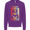 63rd Birthday 63 Year Old Level Up Gamming Mens Sweatshirt Jumper Purple