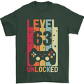 63rd Birthday 63 Year Old Level Up Gamming Mens T-Shirt 100% Cotton Forest Green