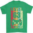 63rd Birthday 63 Year Old Level Up Gamming Mens T-Shirt 100% Cotton Irish Green