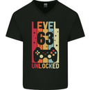 63rd Birthday 63 Year Old Level Up Gamming Mens V-Neck Cotton T-Shirt Black