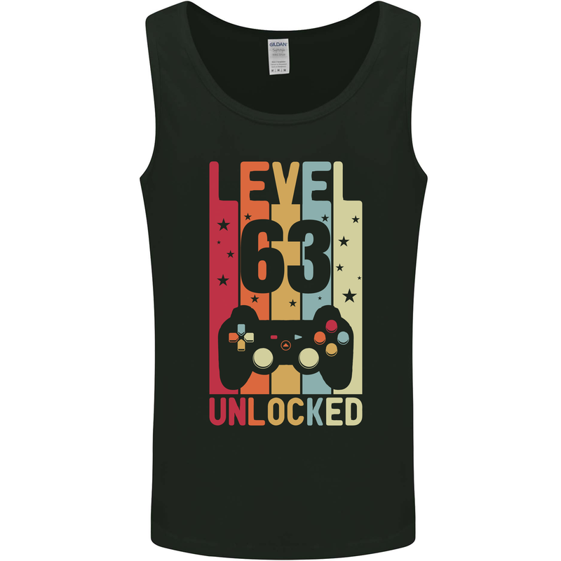 63rd Birthday 63 Year Old Level Up Gamming Mens Vest Tank Top Black