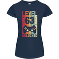63rd Birthday 63 Year Old Level Up Gamming Womens Petite Cut T-Shirt Navy Blue