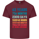 63rd Birthday 63 Year Old Mens Cotton T-Shirt Tee Top Maroon