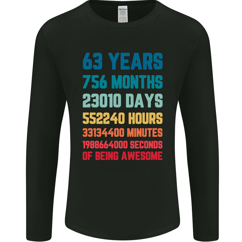 63rd Birthday 63 Year Old Mens Long Sleeve T-Shirt Black