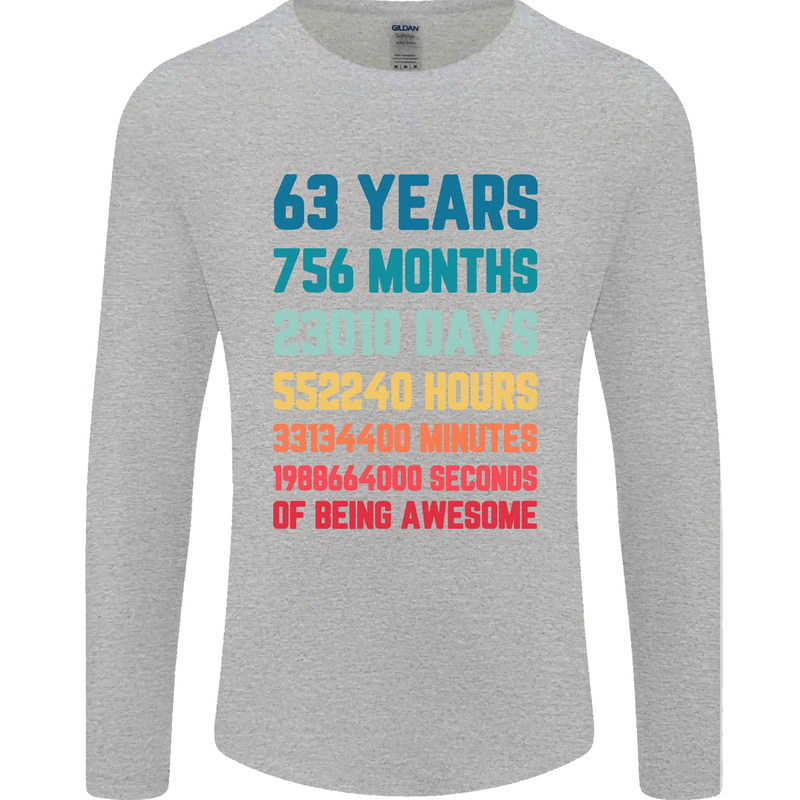63rd Birthday 63 Year Old Mens Long Sleeve T-Shirt Sports Grey