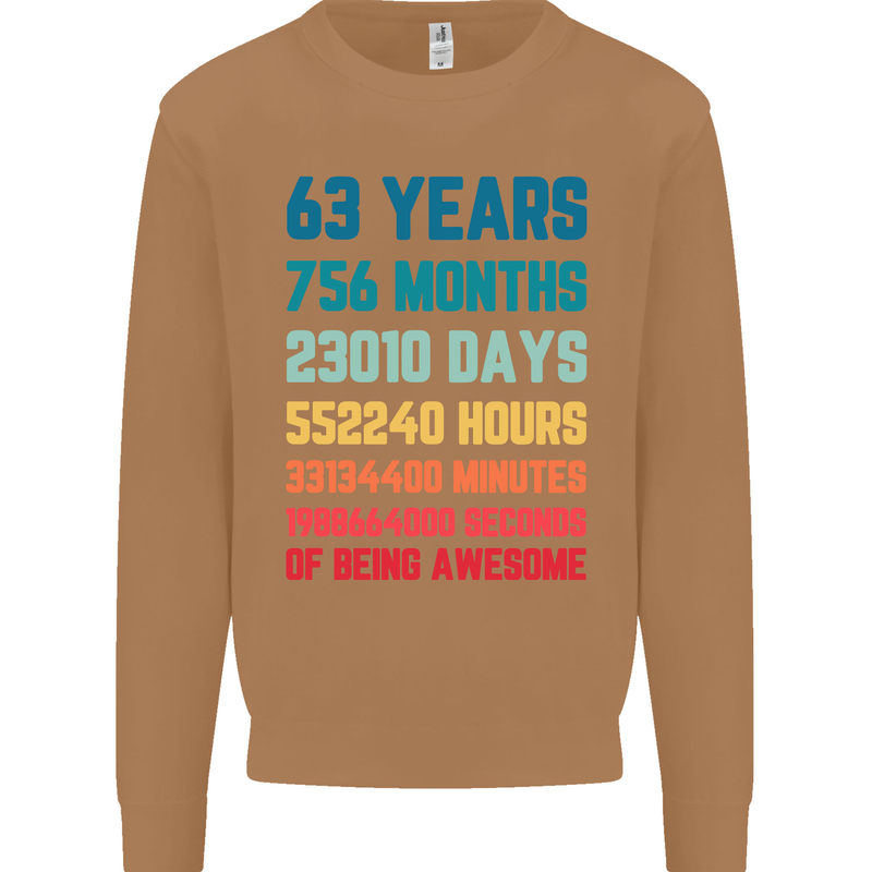 63rd Birthday 63 Year Old Mens Sweatshirt Jumper Caramel Latte