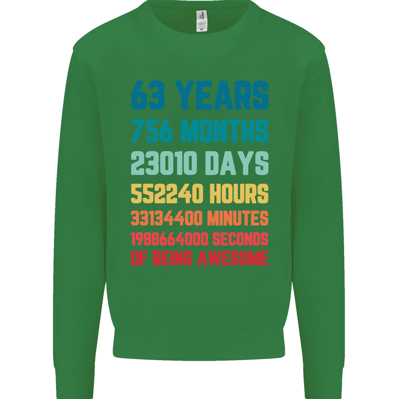 63rd Birthday 63 Year Old Mens Sweatshirt Jumper Irish Green