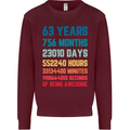 63rd Birthday 63 Year Old Mens Sweatshirt Jumper Maroon