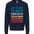63rd Birthday 63 Year Old Mens Sweatshirt Jumper Navy Blue
