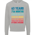63rd Birthday 63 Year Old Mens Sweatshirt Jumper Sports Grey