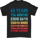 63rd Birthday 63 Year Old Mens T-Shirt 100% Cotton Black