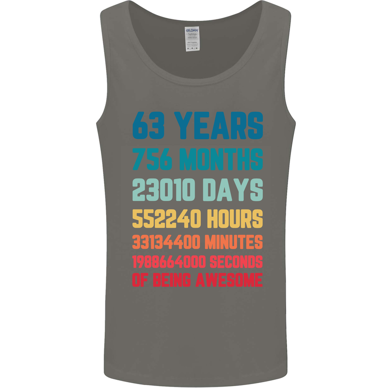 63rd Birthday 63 Year Old Mens Vest Tank Top Charcoal