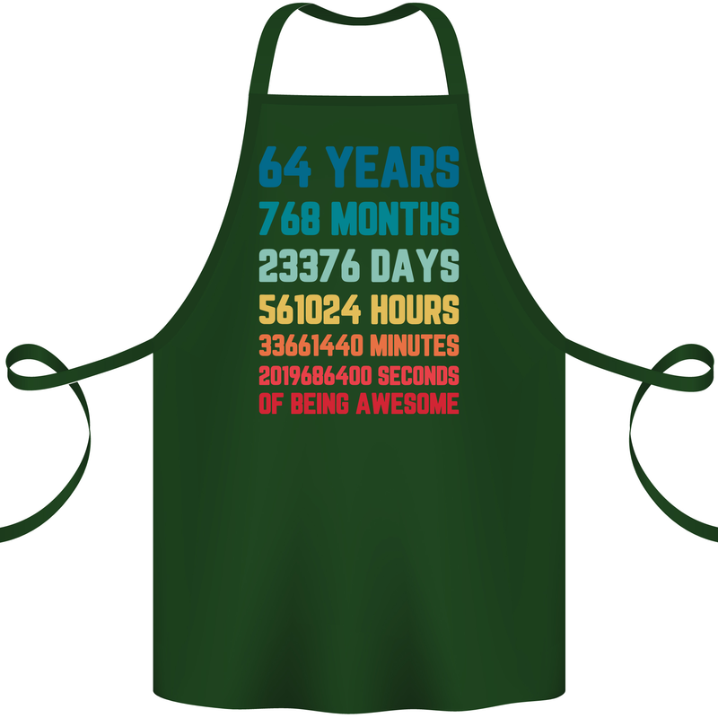 64th Birthday 64 Year Old Cotton Apron 100% Organic Forest Green