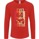 64th Birthday 64 Year Old Level Up Gamming Mens Long Sleeve T-Shirt Red