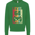 64th Birthday 64 Year Old Level Up Gamming Mens Sweatshirt Jumper Irish Green