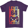 64th Birthday 64 Year Old Level Up Gamming Mens T-Shirt 100% Cotton Purple