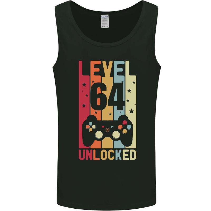 64th Birthday 64 Year Old Level Up Gamming Mens Vest Tank Top Black