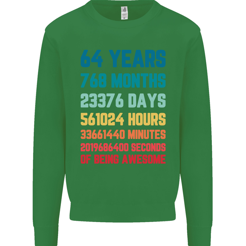 64th Birthday 64 Year Old Mens Sweatshirt Jumper Irish Green