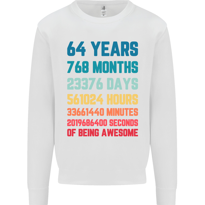 64th Birthday 64 Year Old Mens Sweatshirt Jumper White