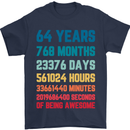 64th Birthday 64 Year Old Mens T-Shirt 100% Cotton Navy Blue