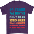 64th Birthday 64 Year Old Mens T-Shirt 100% Cotton Purple