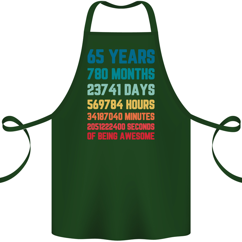 65th Birthday 65 Year Old Cotton Apron 100% Organic Forest Green