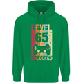 65th Birthday 65 Year Old Level Up Gamming Mens 80% Cotton Hoodie Irish Green