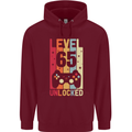65th Birthday 65 Year Old Level Up Gamming Mens 80% Cotton Hoodie Maroon