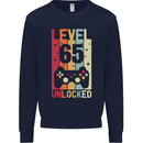 65th Birthday 65 Year Old Level Up Gamming Mens Sweatshirt Jumper Navy Blue