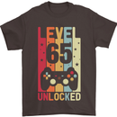 65th Birthday 65 Year Old Level Up Gamming Mens T-Shirt 100% Cotton Dark Chocolate