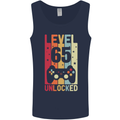 65th Birthday 65 Year Old Level Up Gamming Mens Vest Tank Top Navy Blue