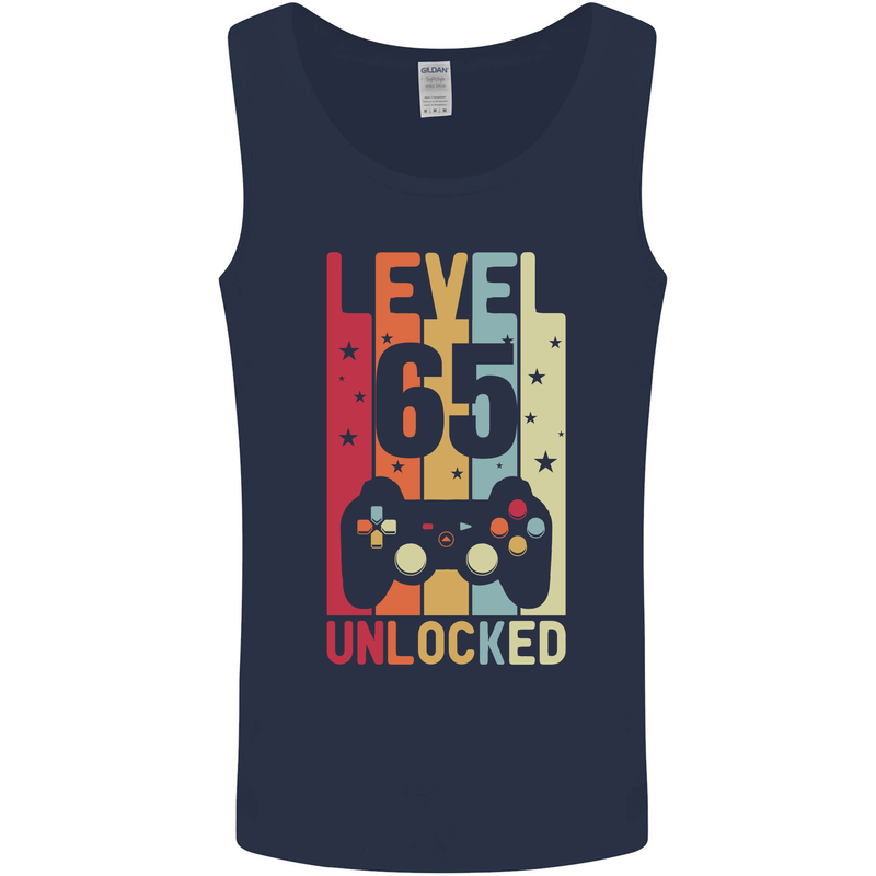 65th Birthday 65 Year Old Level Up Gamming Mens Vest Tank Top Navy Blue