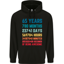 65th Birthday 65 Year Old Mens 80% Cotton Hoodie Black