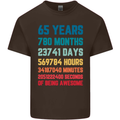65th Birthday 65 Year Old Mens Cotton T-Shirt Tee Top Dark Chocolate