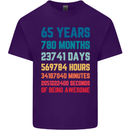 65th Birthday 65 Year Old Mens Cotton T-Shirt Tee Top Purple