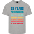 65th Birthday 65 Year Old Mens Cotton T-Shirt Tee Top Sports Grey