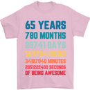 65th Birthday 65 Year Old Mens T-Shirt 100% Cotton Light Pink