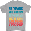 65th Birthday 65 Year Old Mens T-Shirt 100% Cotton Sports Grey