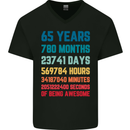65th Birthday 65 Year Old Mens V-Neck Cotton T-Shirt Black